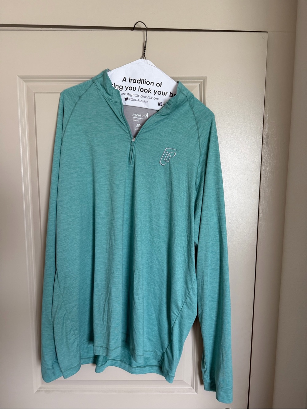 johnnie-O Performance Quarter-Zip Pullover in Teal Green Waste Management Open